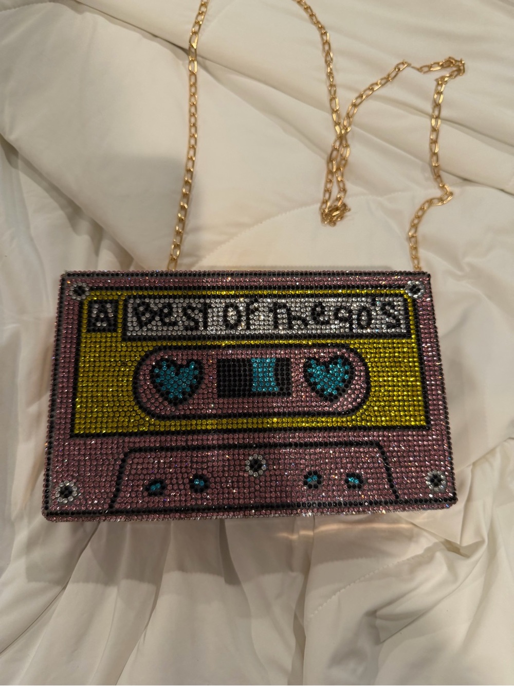 Crystal Cassette Tape Crossbody - Pink, Yellow, Teal and “Am I the Drama” Hat